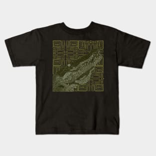 Green Crocodile on a Geometrical Pattern Kids T-Shirt